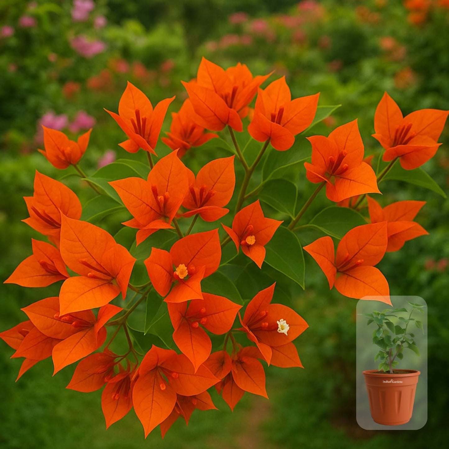 Indian Gardens - Bougainvillea Glabra live plant | Indoor & Outdoor Plant | Nyctaginaceae | Paper Flower (Yellow, 6" Terracotta)