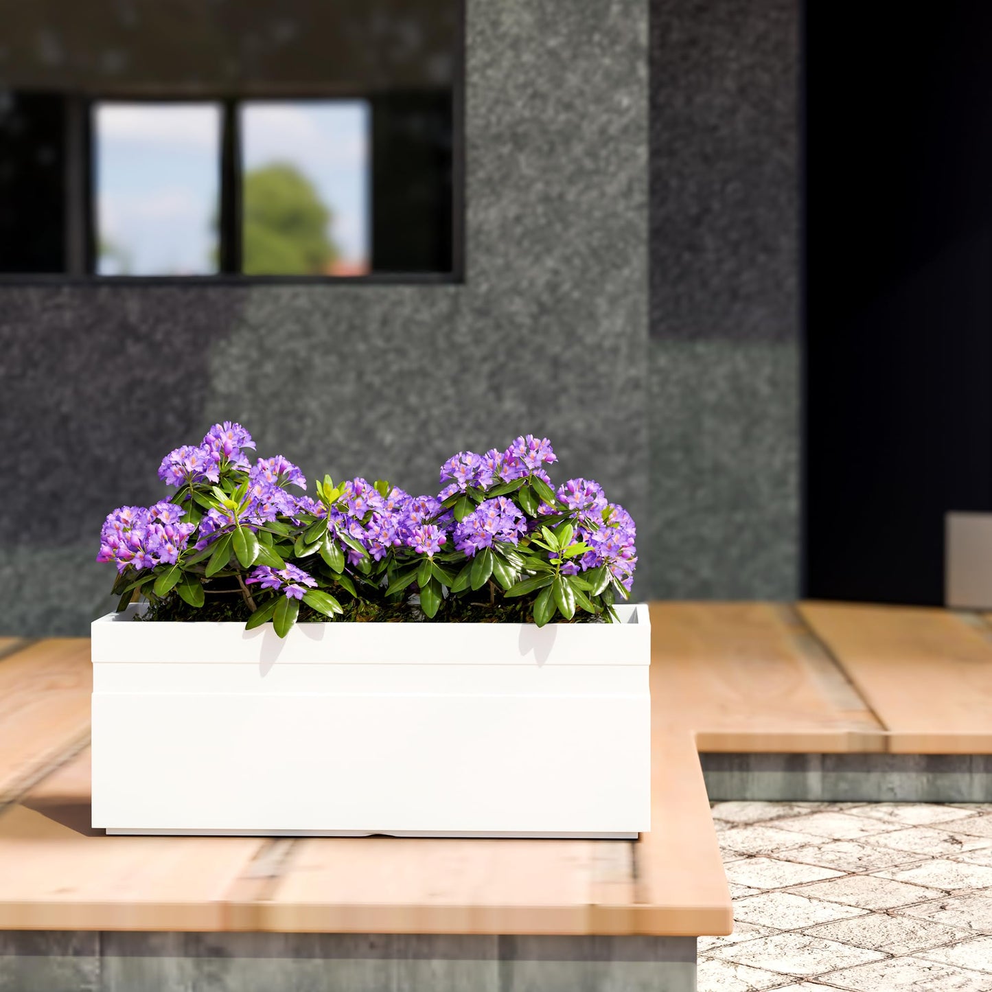 YUCCABE ITALIA FOXB GT 24 INCH Rectangle Pots for Plants Highly Durable Polymers Lightweight Indoor Outdoor Flower Pot Gamla Tree Planter Container Planters for Living Room, Balcony Garden