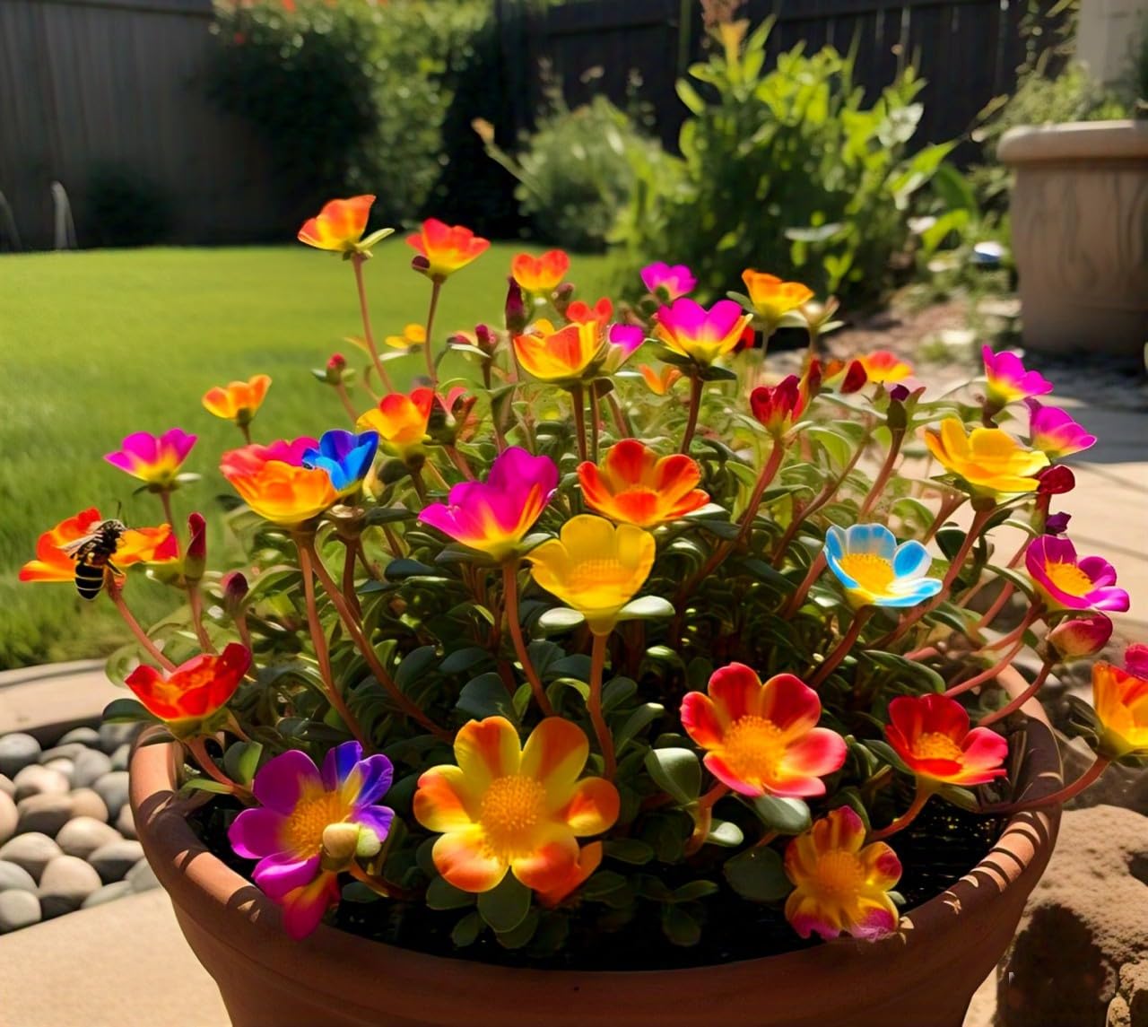 BlimBurn 100+ Seeds- Rainbow Portulaca Hybrid Flower Seeds Pack- Easy to Grow & Care, Grow All Year - Indoor/Outdoor - Seeds Ville