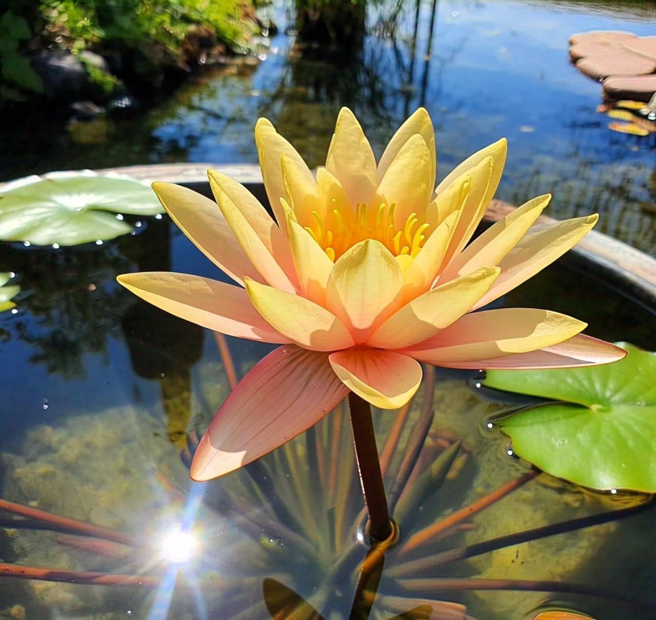 BlimBurn Golden Lotus Flower Seeds Pack - 20 Pcs - Low Maintenance, Easy to Grow, All Year Bloom - Seeds Ville