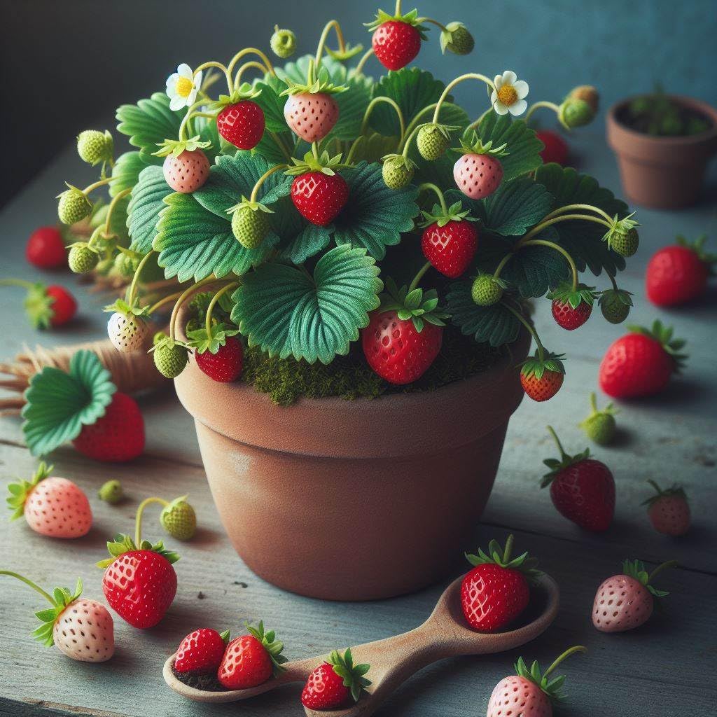 25+ Seeds- Dwarf Strawberry Fruit Seeds For Planting- Grow Indoor-Outdoor (Yellow)