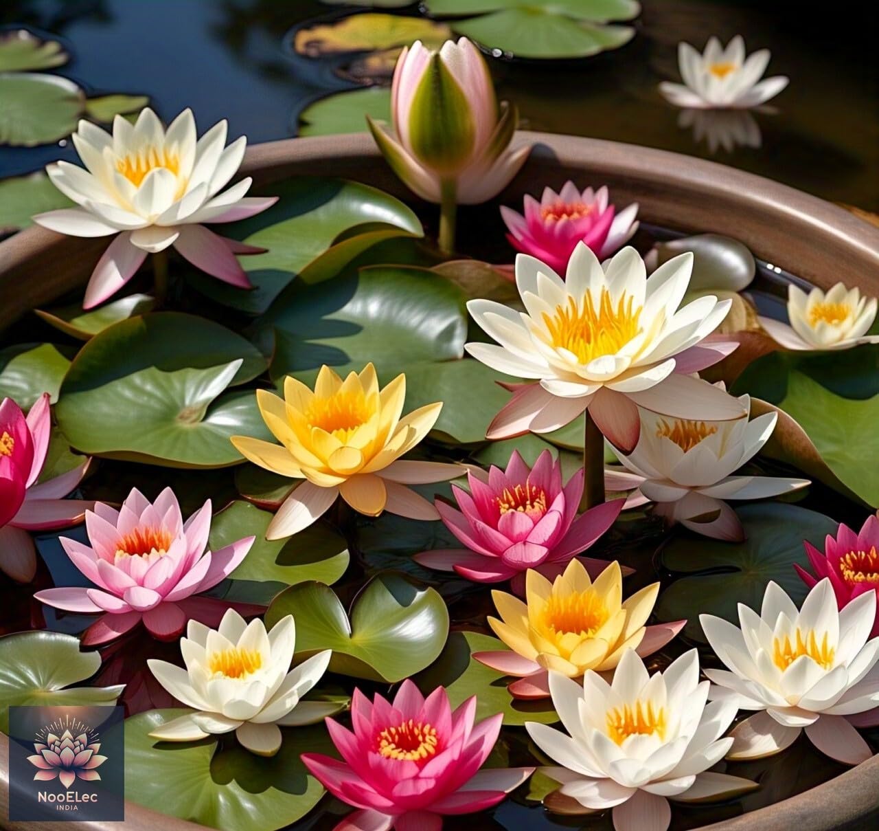 NooElec Seeds India 60 SEEDS- Rainbow Bowl Lotus Seeds, Mixed Colors, Indoor/Outdoor, Low Maintenance, Year-Round Bloom. - Seeds Ville