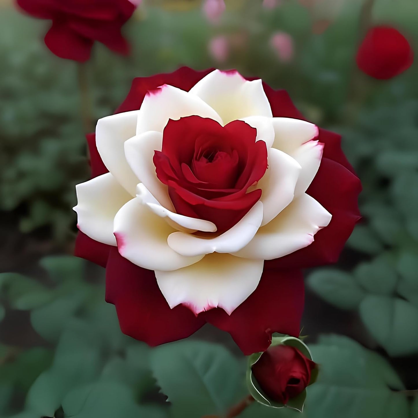 Seeds Ville Rare Twin Red White Rose Seeds - 50+ Seeds for Planting, Grow All Year Round. - Seeds Ville
