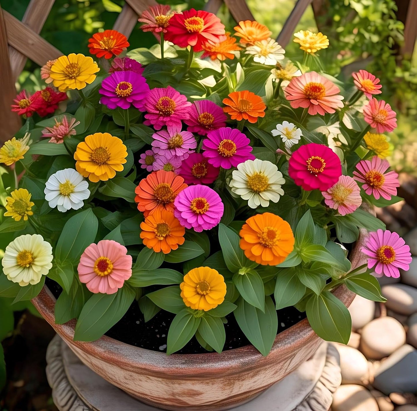 Dwarf Zinnia Mix Flower Seeds - 35 Seeds Pack, Easy to Grow & Care, Year-Round Blooming - Seeds Ville
