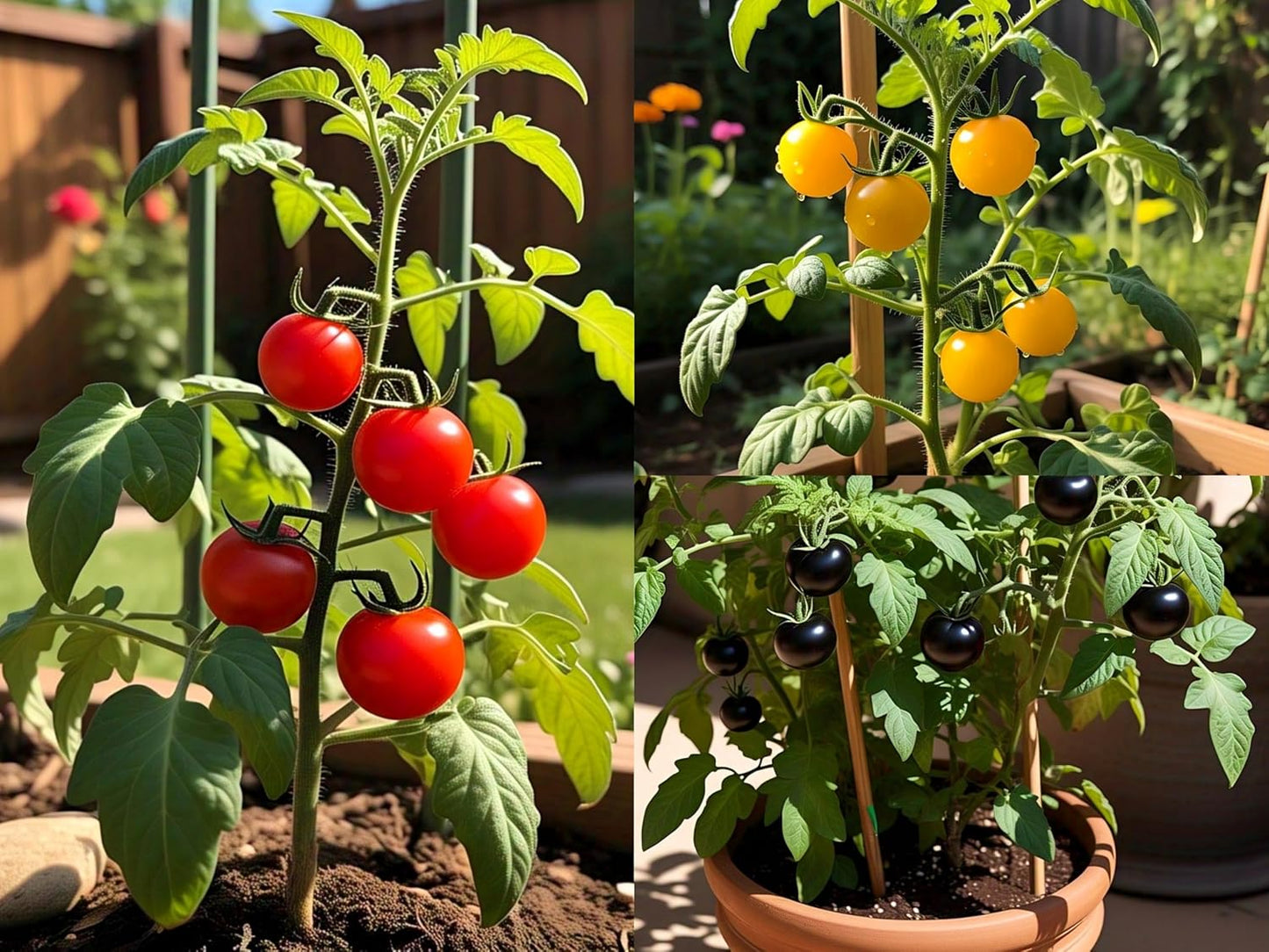 BlimBurn 150+ Pcs- Mini Cherry Tomato Seeds Combo Pack - Organic Seeds - Black, Red & Yellow. 50 Seed Each Variety. - Seeds Ville