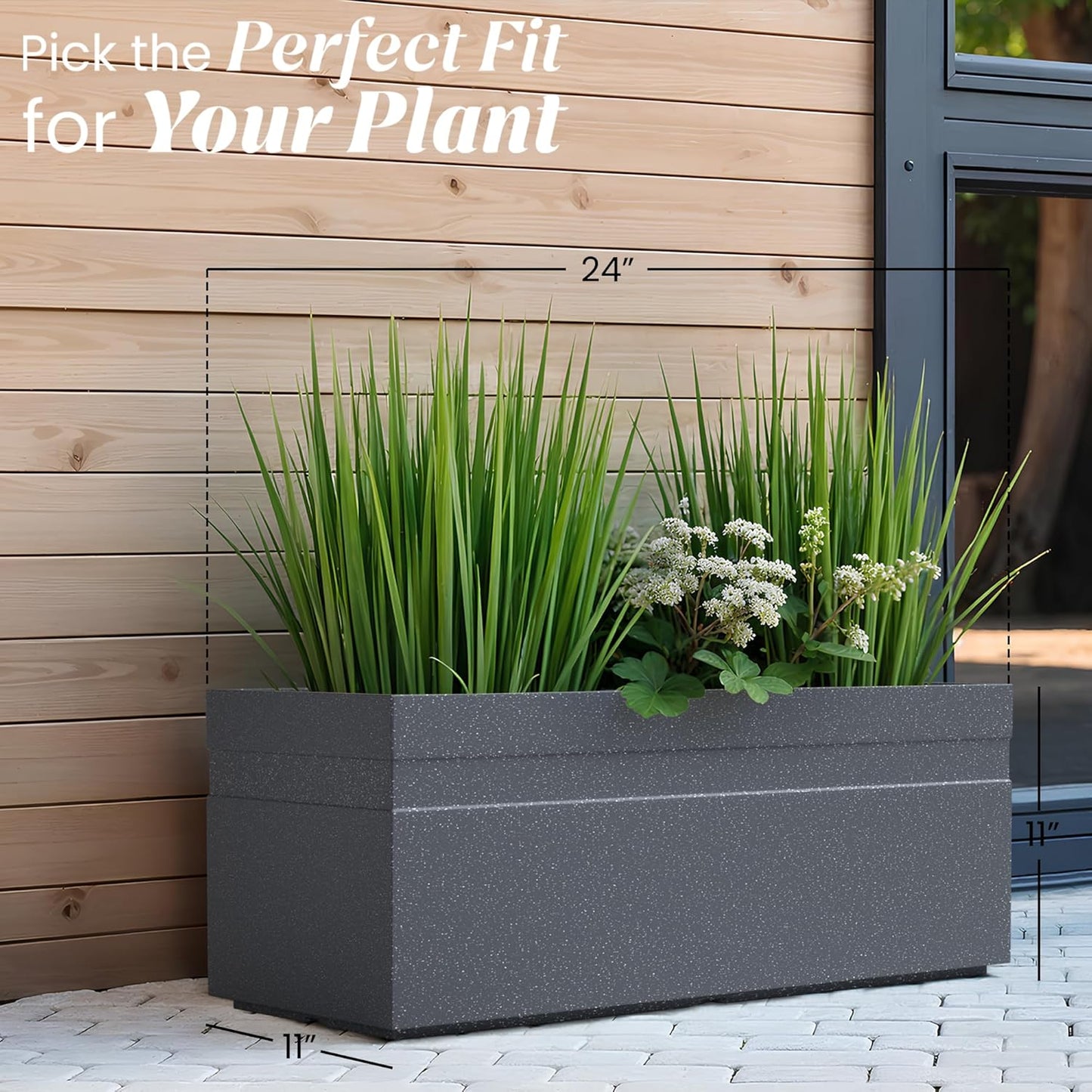 YUCCABE ITALIA FOXB GT 24 INCH Rectangle Pots for Plants Highly Durable Polymers Lightweight Indoor Outdoor Flower Pot Gamla Tree Planter Container Planters for Living Room, Balcony Garden