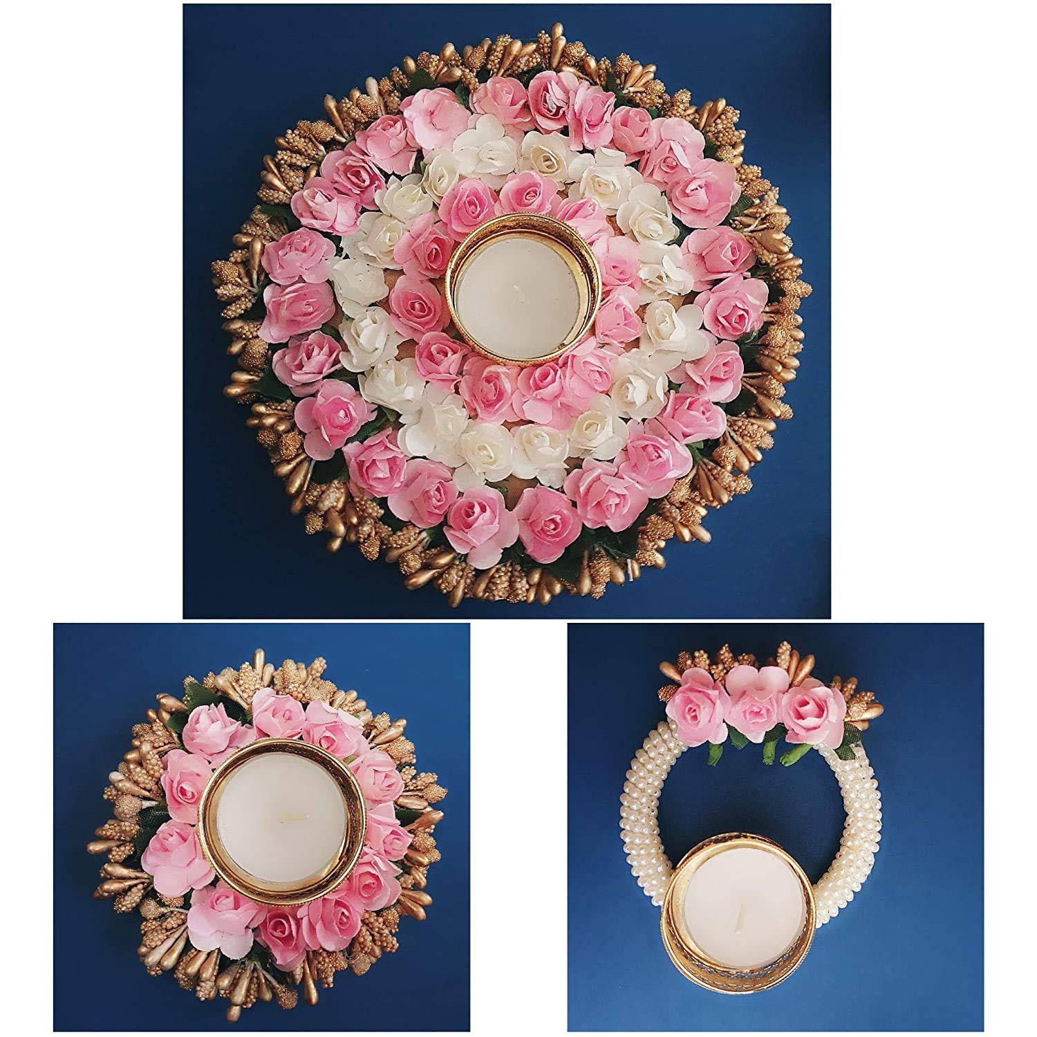 Urban Turtle® Beautiful Flower Diya Rangoli Mat for Diwali Decoration | Home Decor Items | Festive Season (Pink) - Seeds Ville