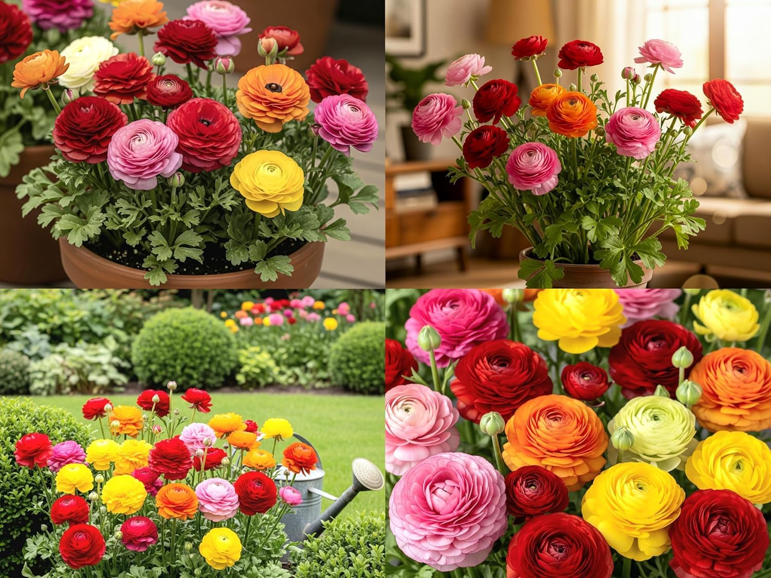 65+ Seeds- Ranunculus Persian Buttercup Flower Seeds, All-Season, Low Maintenance & Air Purifying Flowers | Perfect for Home Garden, Balcony & Pots (ALL MIX) - Seeds Ville