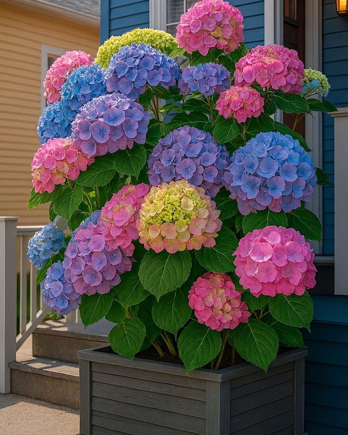 Super Bushy Hydrangea macrophylla Multicolor |1 Live Healthy Plant |Reblooming Bigleaf Hydrangea Shrub | Perfect for Containers Indoor/Outdoor Home Gardening