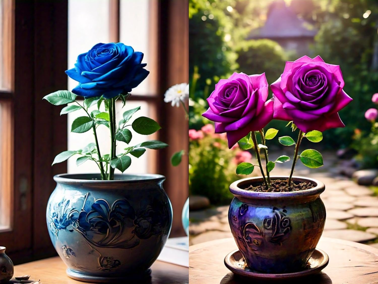 Earth Hopper 120+ SEEDS- HYBRID Rose Gulab Flower Seeds For Planting Home Garden (White, Green, Black, Purple, Blue, Red) 20+ Seeds Each - Seeds Ville