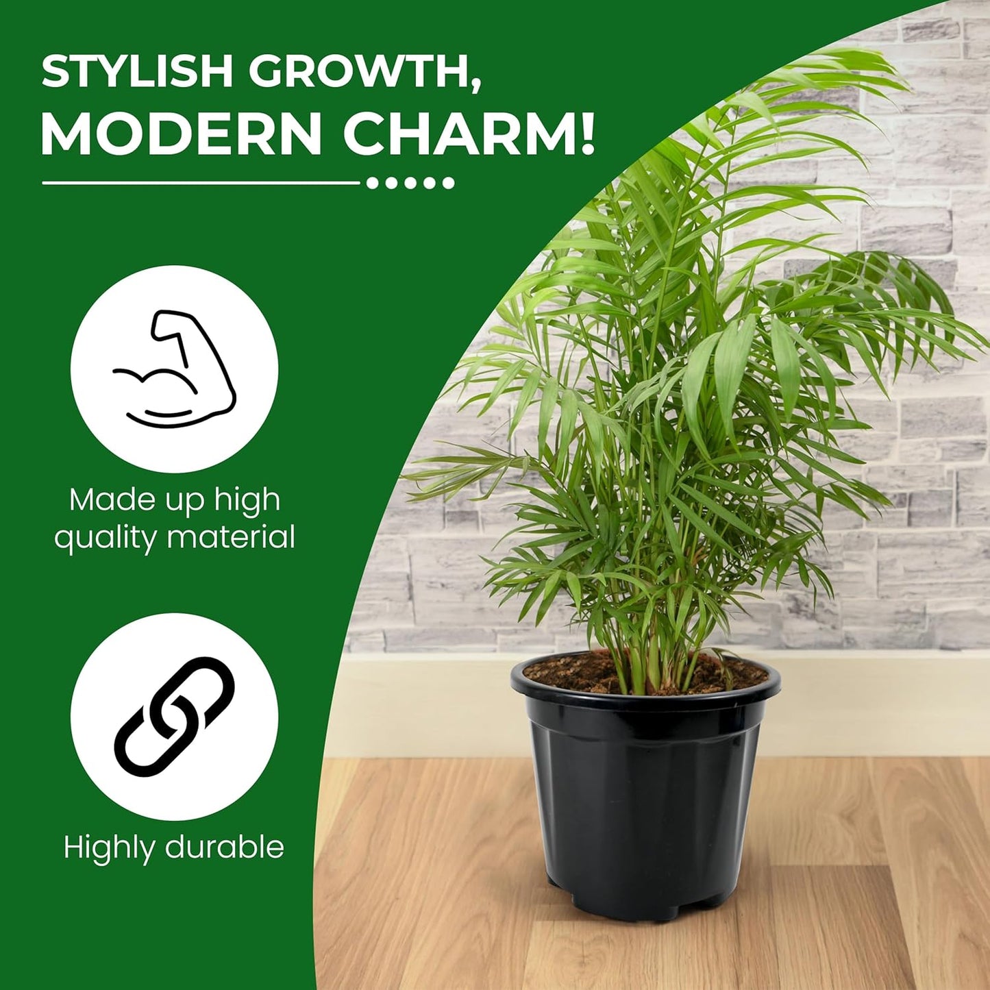 Nursery Seedlings Pots - 8In Dia, 12Pcs Set, Black - Garden Plant Pots for Indoors & Outdoors | Planting Containers for Home Plants