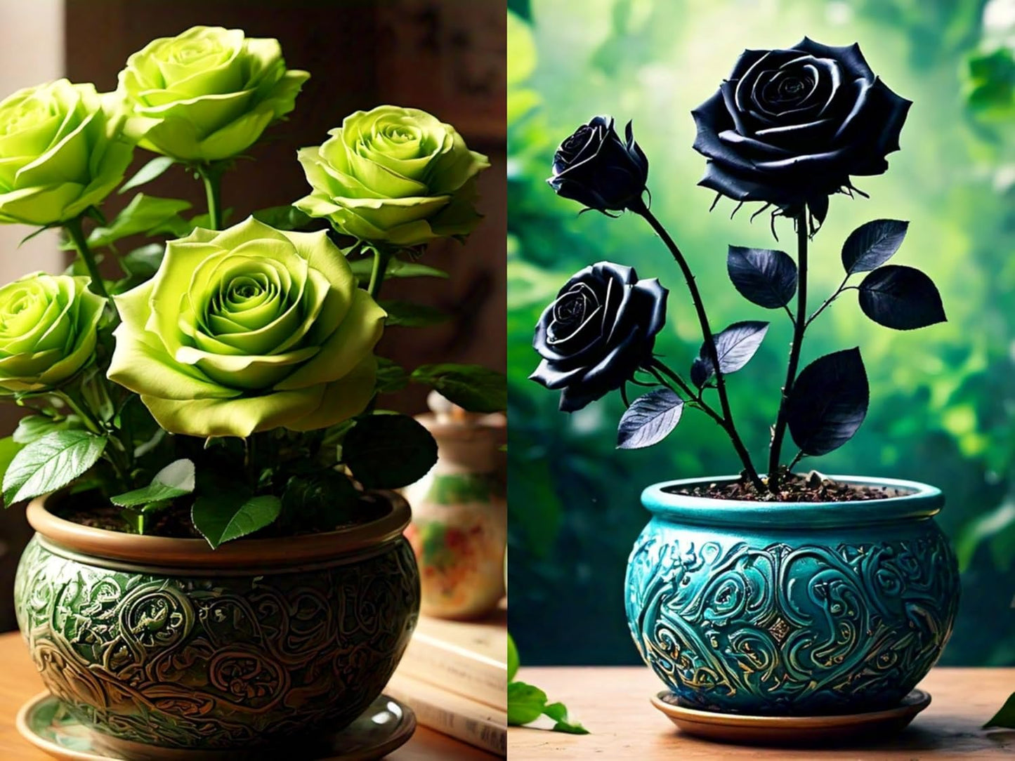 Earth Hopper 120+ SEEDS- HYBRID Rose Gulab Flower Seeds For Planting Home Garden (White, Green, Black, Purple, Blue, Red) 20+ Seeds Each - Seeds Ville