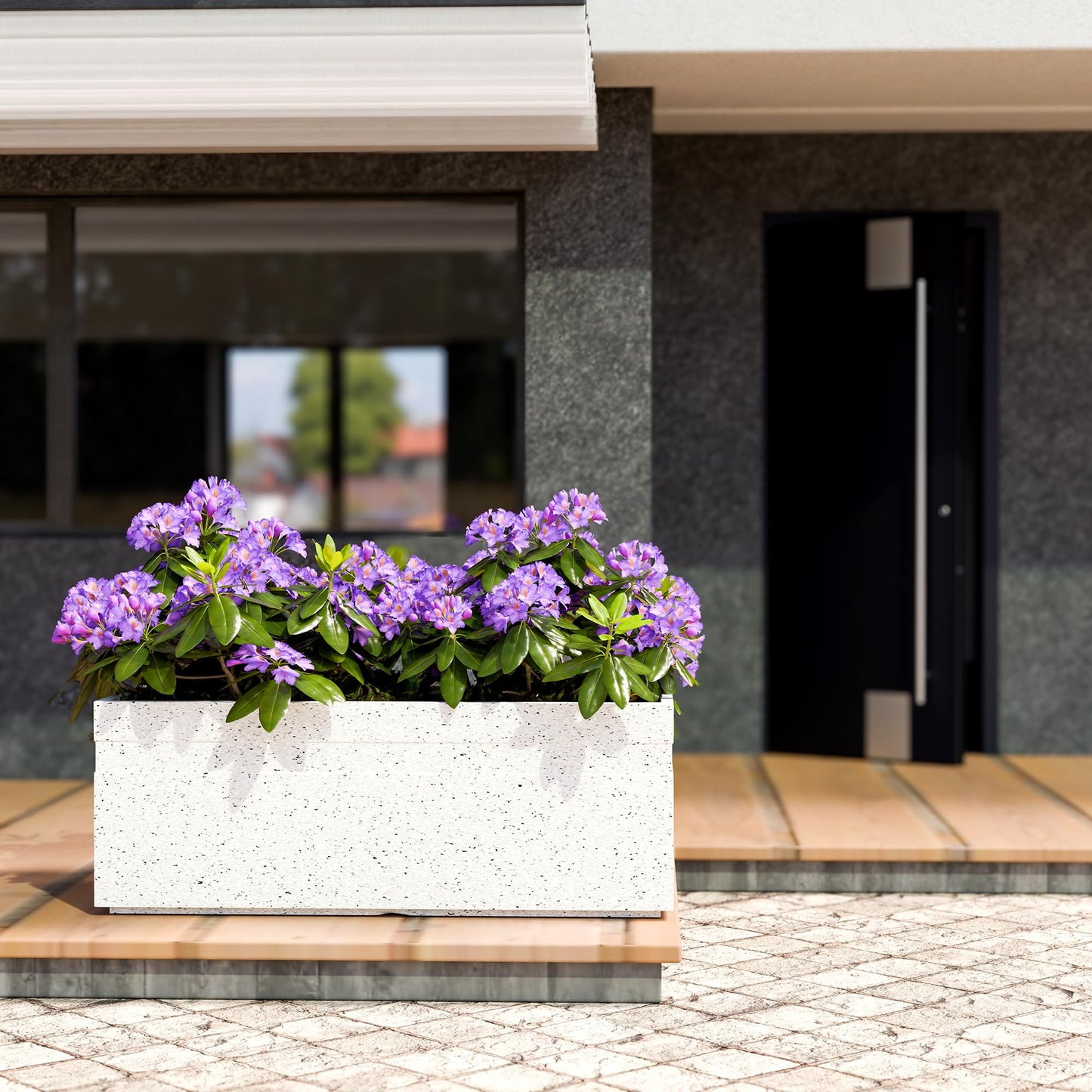 YUCCABE ITALIA FOXB GT 24 INCH Rectangle Pots for Plants Highly Durable Polymers Lightweight Indoor Outdoor Flower Pot Gamla Tree Planter Container Planters for Living Room, Balcony Garden