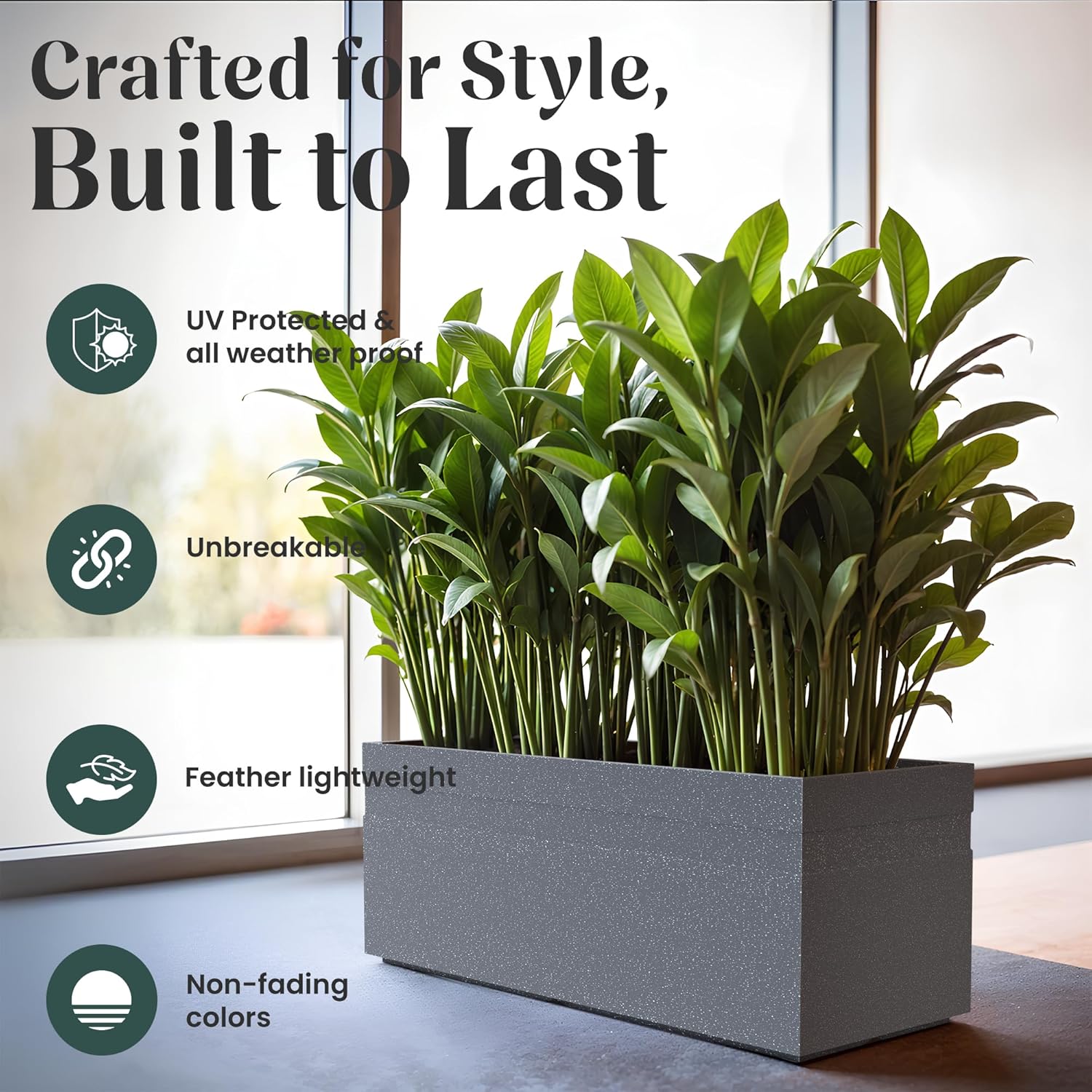 YUCCABE ITALIA FOXB GT 24 INCH Rectangle Pots for Plants Highly Durable Polymers Lightweight Indoor Outdoor Flower Pot Gamla Tree Planter Container Planters for Living Room, Balcony Garden