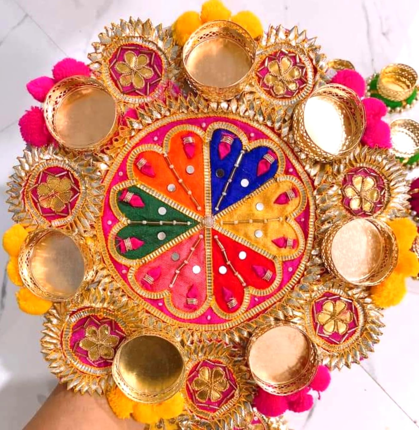 Urban Guruz Tradiational Tealight Candle Diya Holder Rangoli Set for Diwali, Navratri, Indian Festival Home Decoration - Seeds Ville