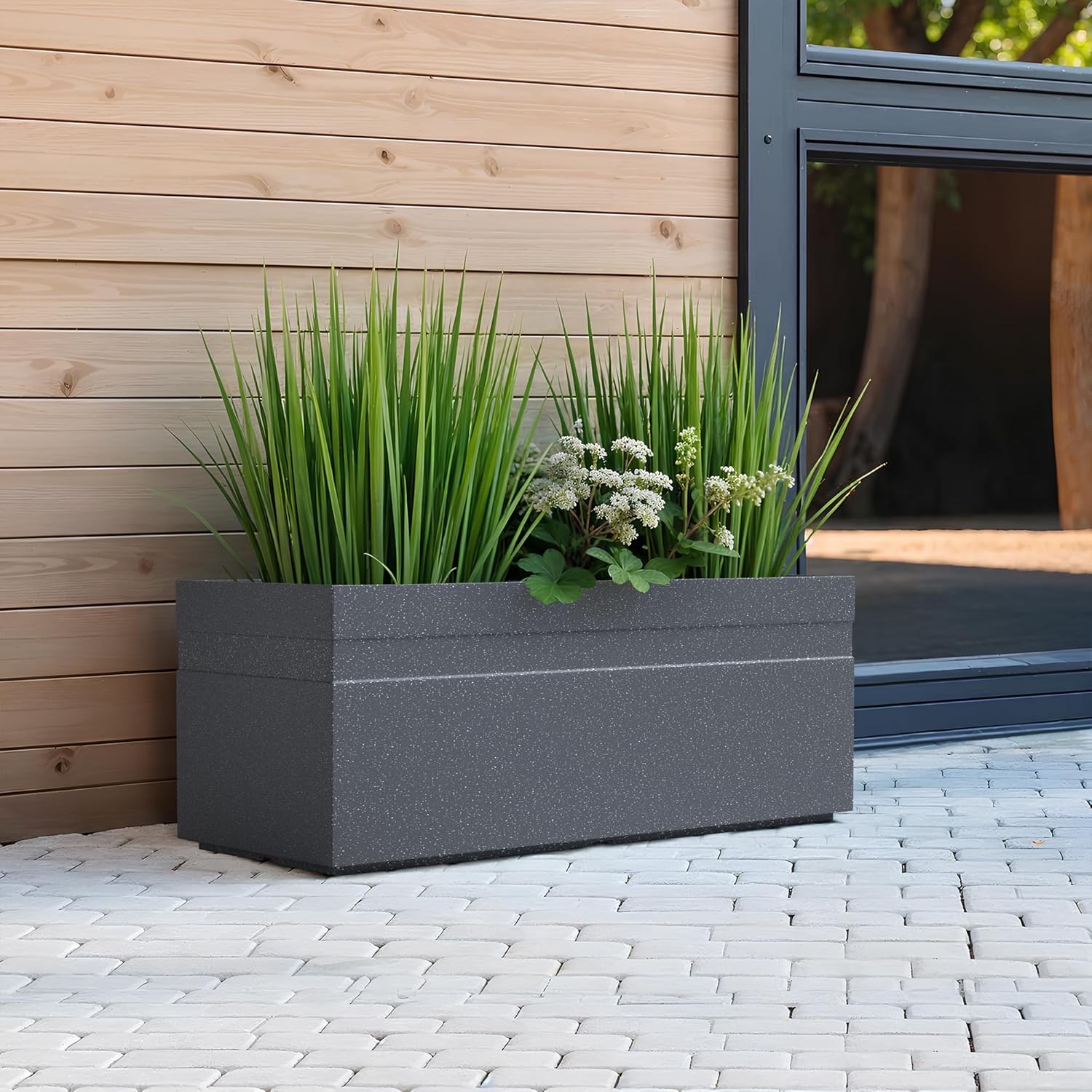 YUCCABE ITALIA FOXB GT 24 INCH Rectangle Pots for Plants Highly Durable Polymers Lightweight Indoor Outdoor Flower Pot Gamla Tree Planter Container Planters for Living Room, Balcony Garden