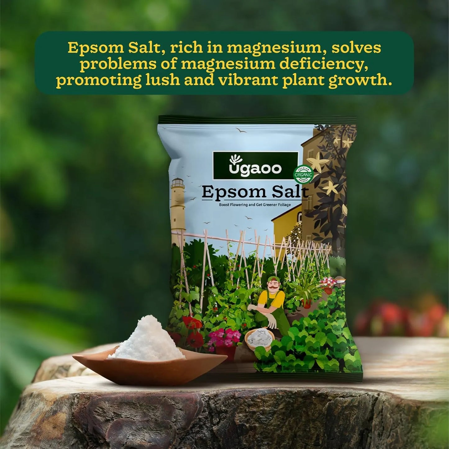 Ugaoo Epsom Salt for Plants Growth - Magnesium Sulphate Organic Fertilizer - 1 Kg |Powder - Seeds Ville
