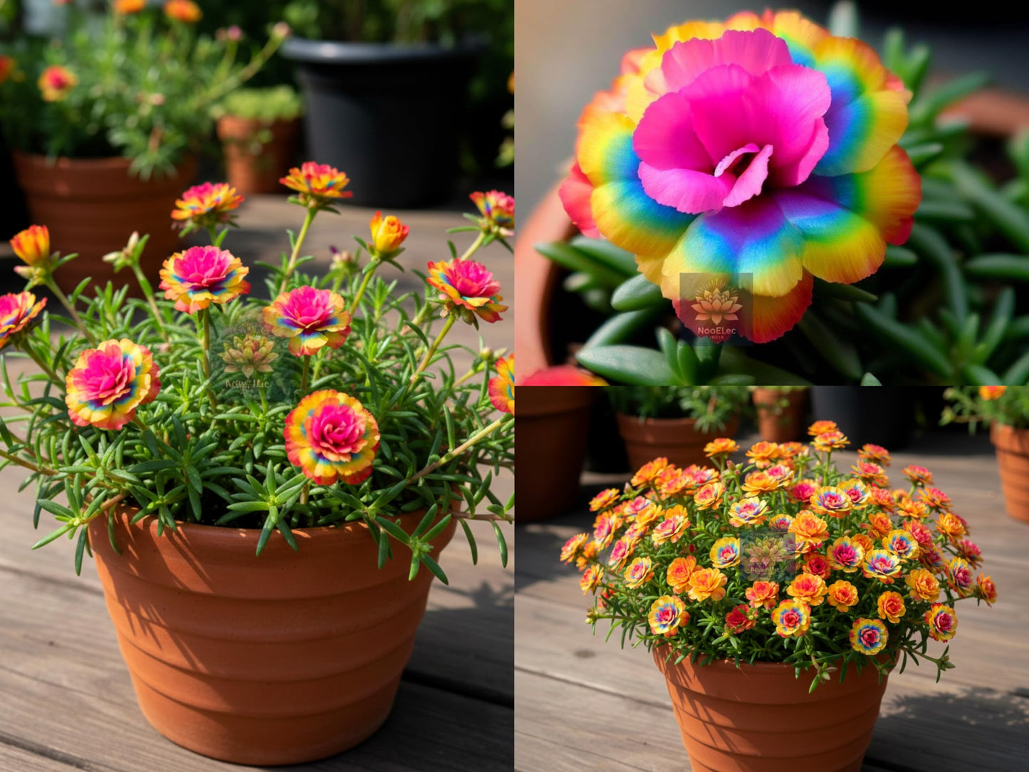Rainbow Portulaca Hybrid Live Cuttings - Fast Growing Moss Rose Plant Stems - Low Maintenance, All-Season Flowering for Pots, Hanging Baskets & Home Garden (10 CUTTINGS)
