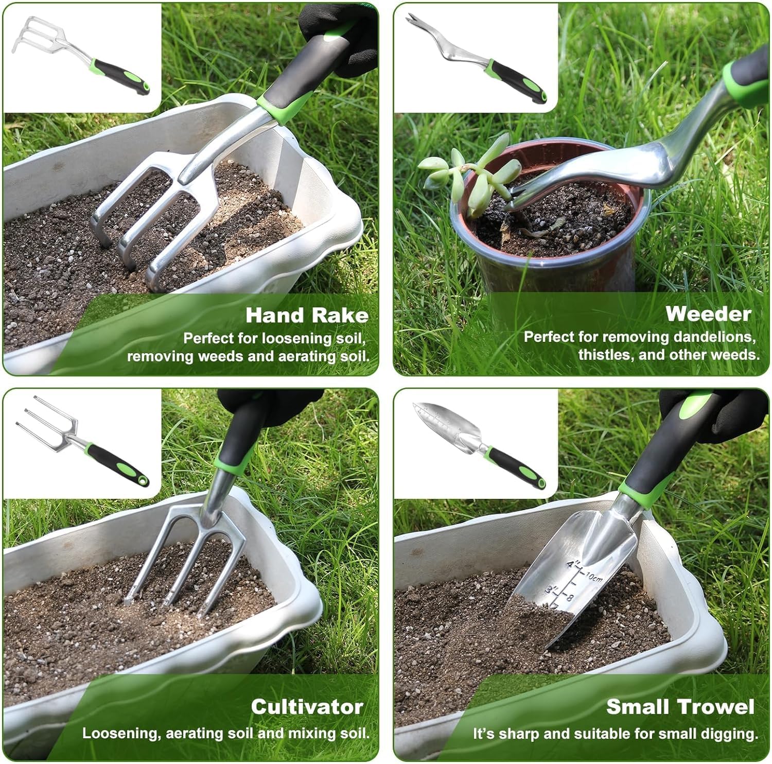 HASTHIP® 8 Pcs Gardening Tools Set - Aluminum Alloy Steel - Garden Planting Tools - Gardening Tools Kit for Home Garden - Gardening Tools Kit Set - with Tote Tool Bag - Suitable for Garden Patio - Seeds Ville