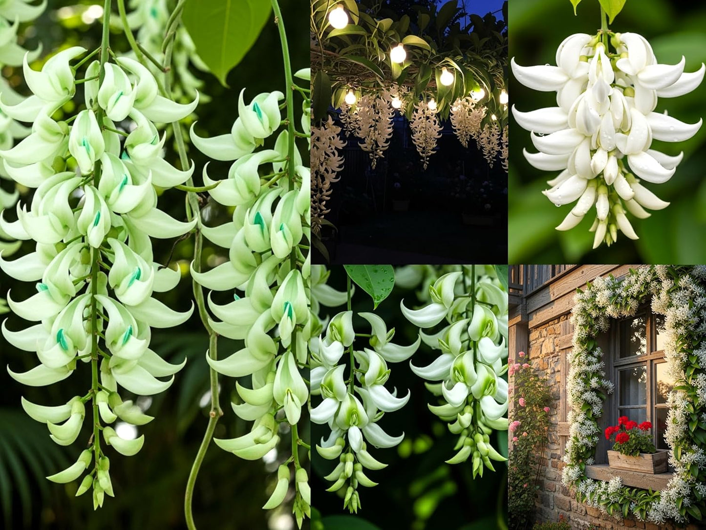 BlimBurn 50+ SEEDS- Climbing Jade Vine Flower Seeds For Home Garden, Balcony & Wall Covering | Low Maintenance & Fast Growing (ANGELIC WHITE) - Seeds Ville