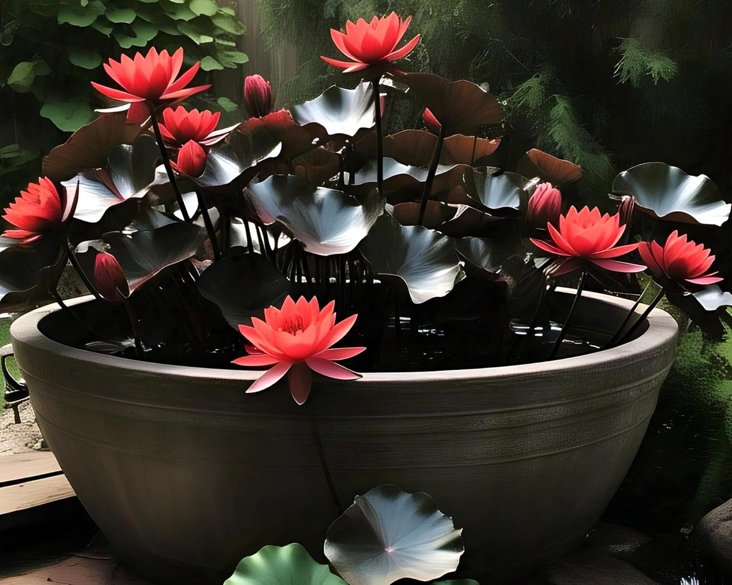 Rare Red Black Lotus Seed Mini Water lily Flower Seeds 15 Seeds - Seeds Ville