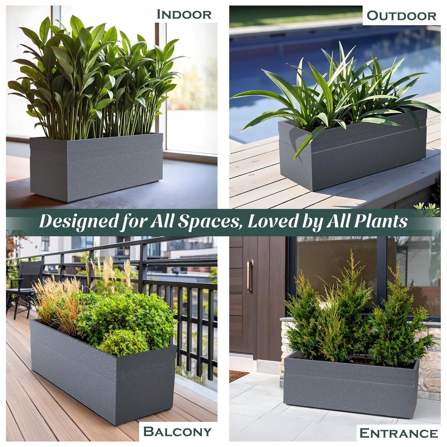 YUCCABE ITALIA FOXB GT 24 INCH Rectangle Pots for Plants Highly Durable Polymers Lightweight Indoor Outdoor Flower Pot Gamla Tree Planter Container Planters for Living Room, Balcony Garden