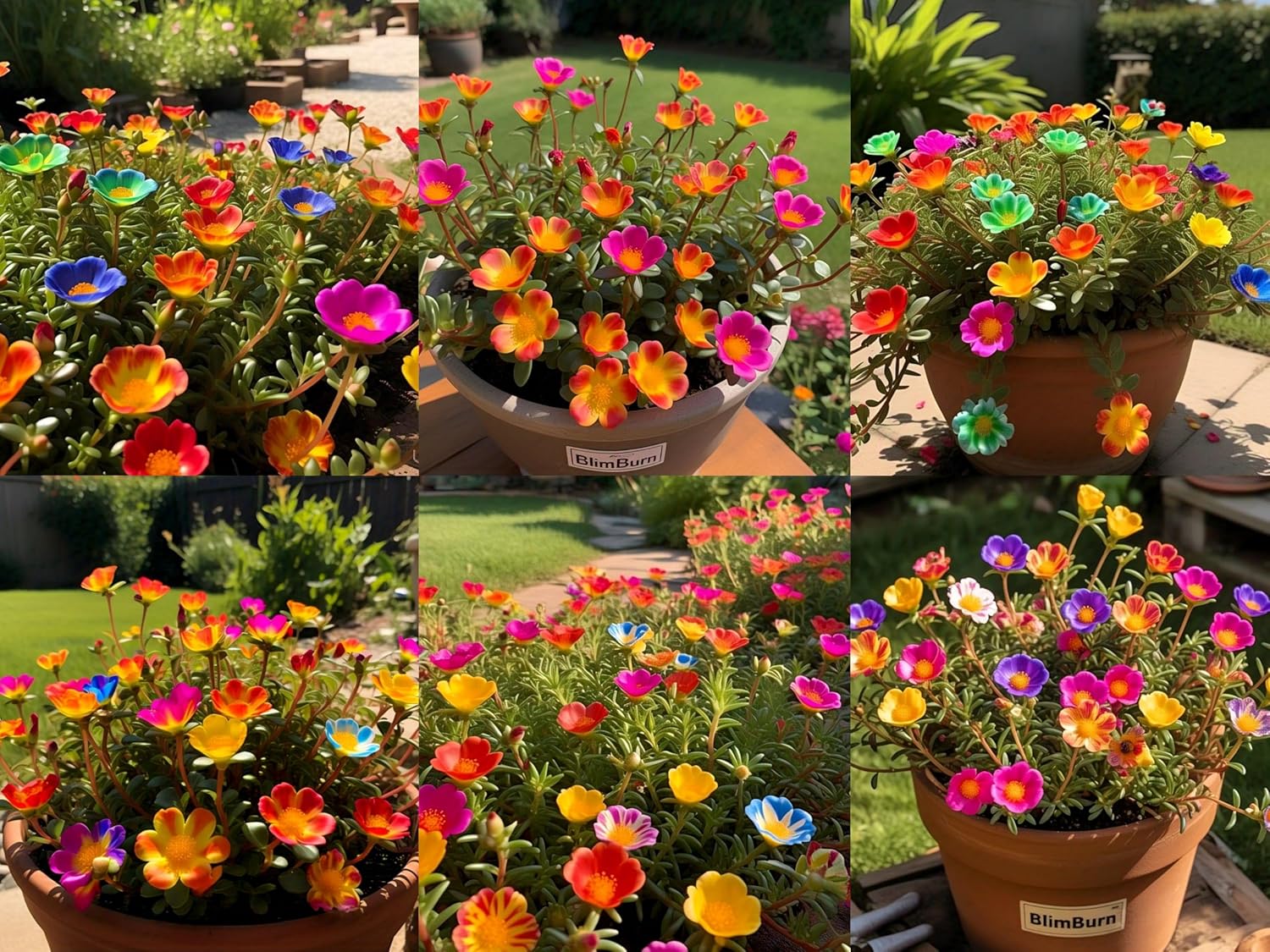 BlimBurn 100+ Seeds- Rainbow Portulaca Hybrid Flower Seeds Pack- Easy to Grow & Care, Grow All Year - Indoor/Outdoor - Seeds Ville