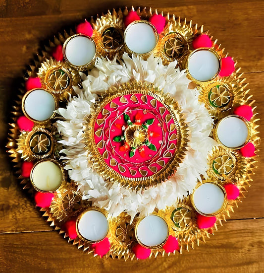 Decorative Tea Light Candle Holder Rangoli Mat for Diwali, Navratri, Indian Festival- Pack of 1 - Seeds Ville