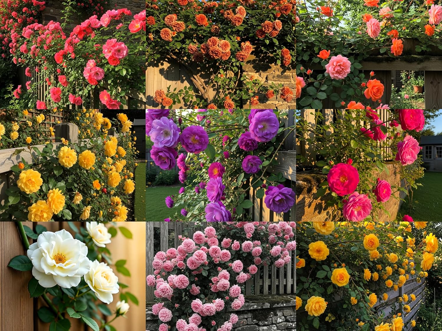 Elegant Climbing Rose Flower Seeds Pack - Mix of 9 Stunning Colors, 200 Seeds - Easy to Grow, Fragrant