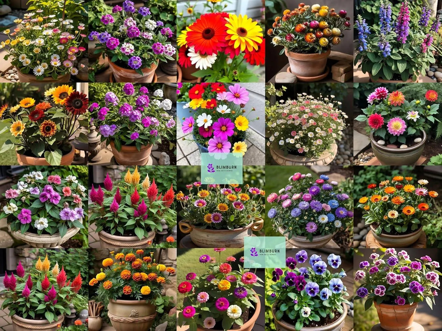 BlimBurn 1100+ Pcs - -July - August Sowing Hybrid Flower Seeds Combo - 20-in-1 Pack for Vibrant Summer Flowers - Seeds Ville