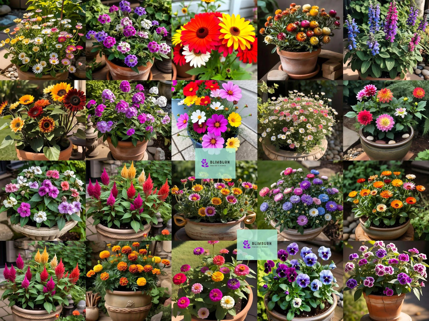 BlimBurn 1100+ Pcs - -July - August Sowing Hybrid Flower Seeds Combo - 20-in-1 Pack for Vibrant Summer Flowers - Seeds Ville