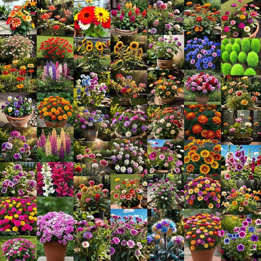 50 Varieties HYBRID Flower Seeds Combo - All Year Flower Seeds Combo Pack- 2100+ Pcs - Summer & Winter Flower Combo. - Seeds Ville