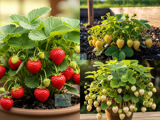 Organic Strawberry Seeds for Planting 60+ | 3 Dwarf Color Varieties | Non-GMO Fruit for Home Garden, Pots & Containers- 20 Seed Each Colour