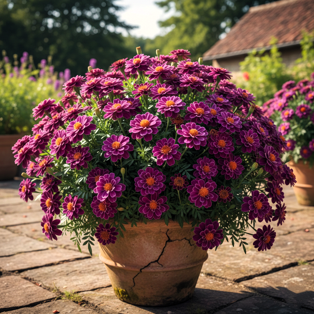 100 Seeds- Hybrid Purple Blue Marigold Flower Seeds - All Year Growing Plant Seeds