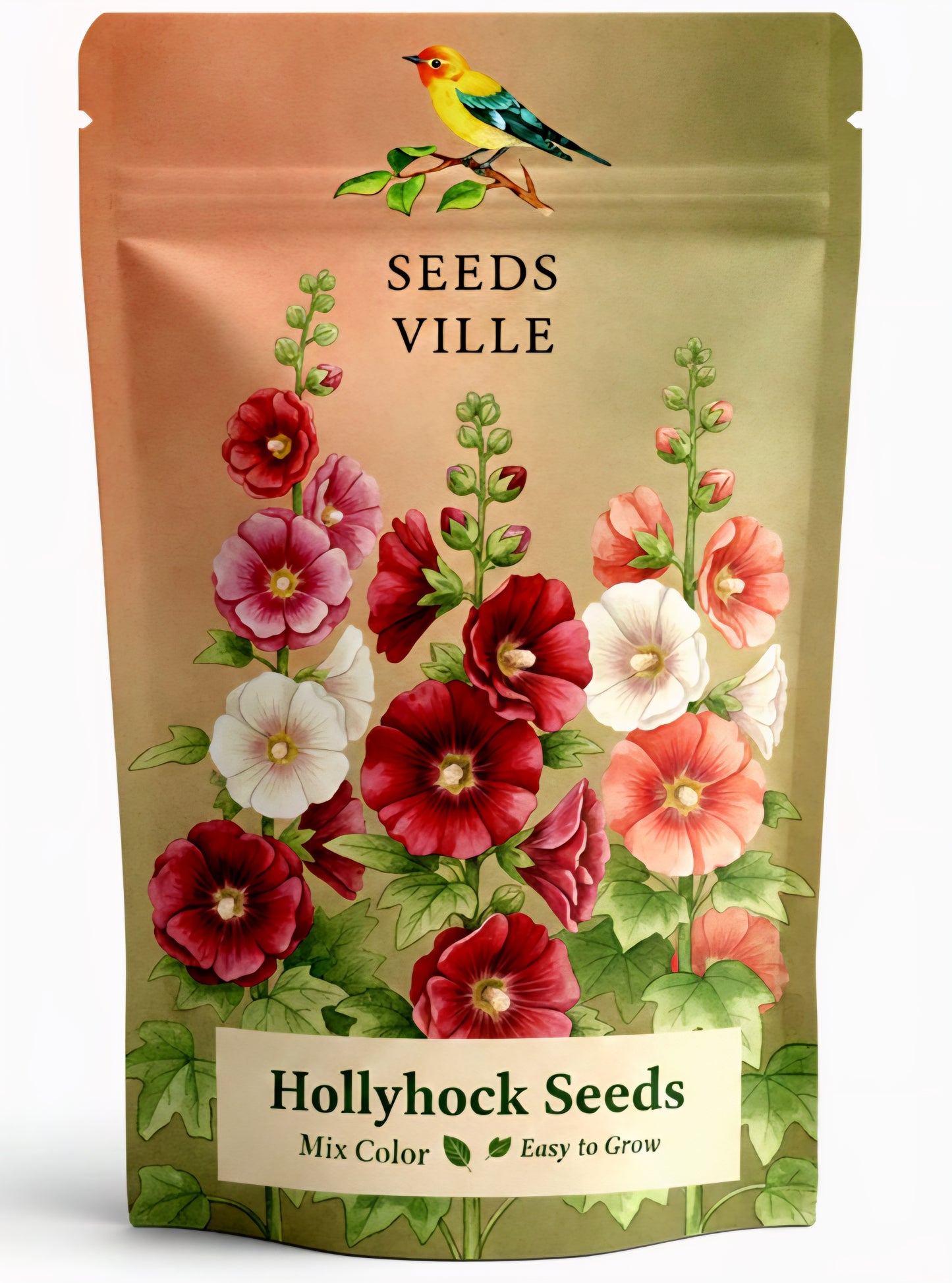 Seeds Ville Hollyhock Flower Seeds Mix Color (150 Seeds) | Easy to Grow | Low Maintenance | Alcea Rosea | Grow All India