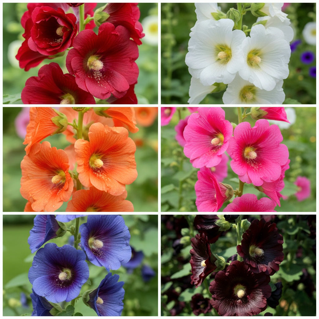 Seeds Ville Hollyhock Flower Seeds Mix Color (150 Seeds) | Easy to Grow | Low Maintenance | Alcea Rosea | Grow All India