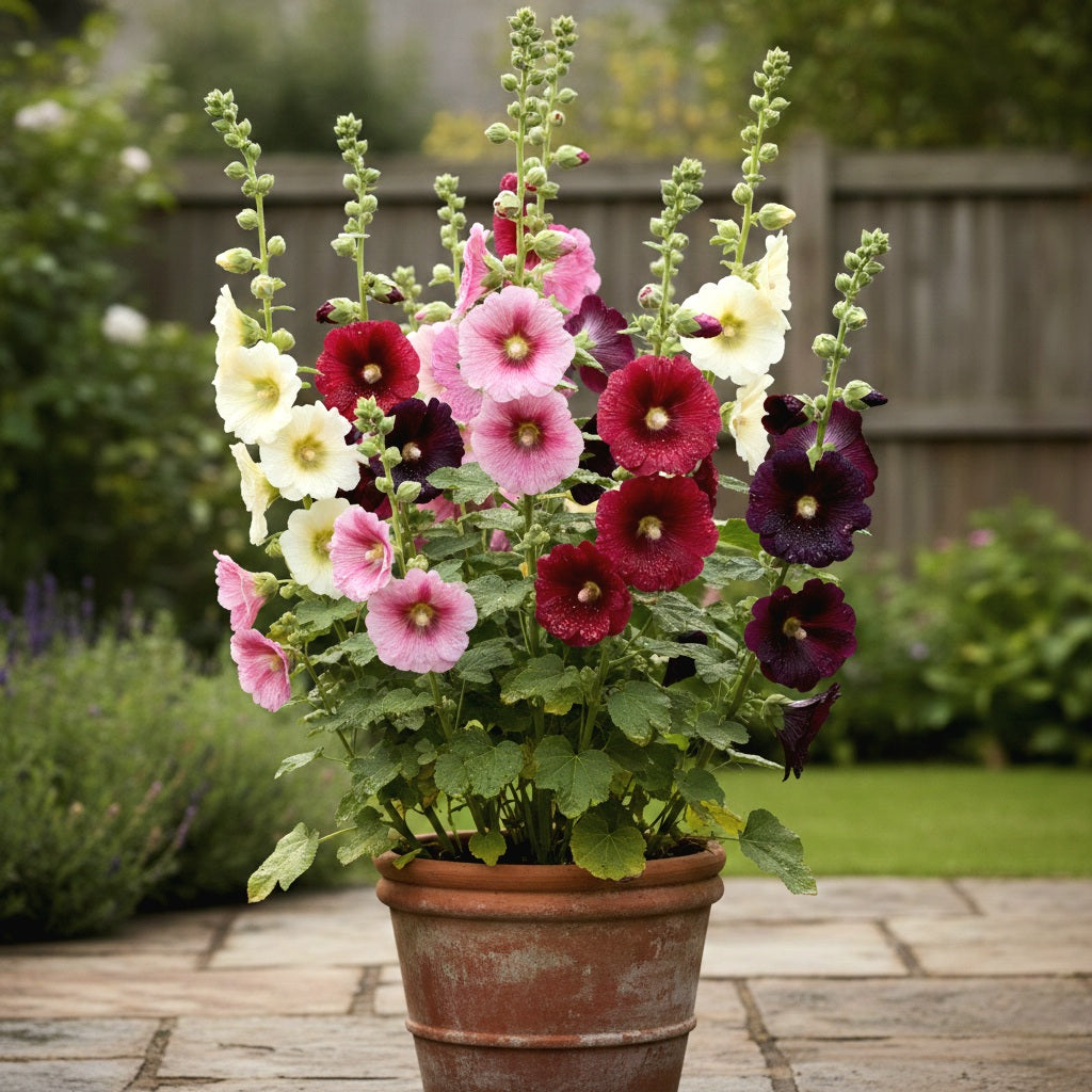 Seeds Ville Hollyhock Flower Seeds Mix Color (150 Seeds) | Easy to Grow | Low Maintenance | Alcea Rosea | Grow All India