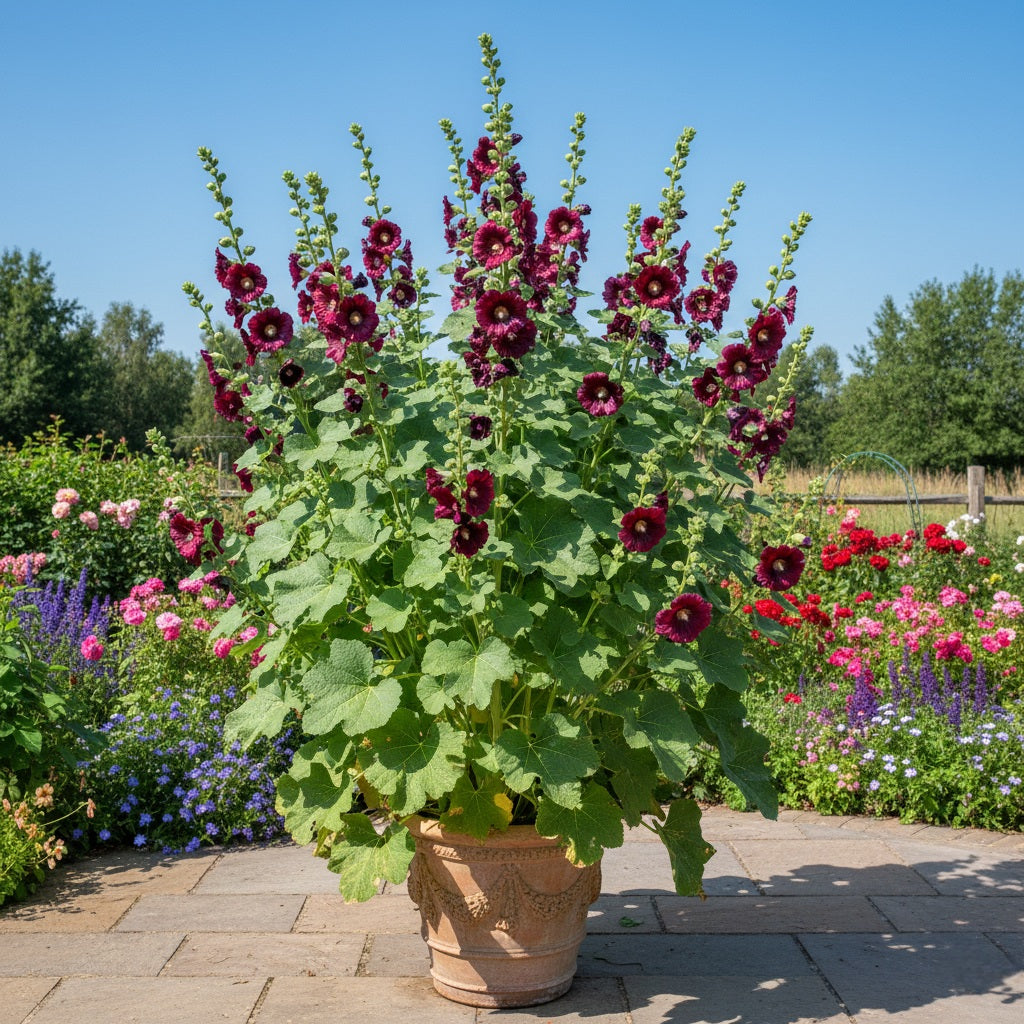Seeds Ville Hollyhock Flower Seeds Mix Color (150 Seeds) | Easy to Grow | Low Maintenance | Alcea Rosea | Grow All India