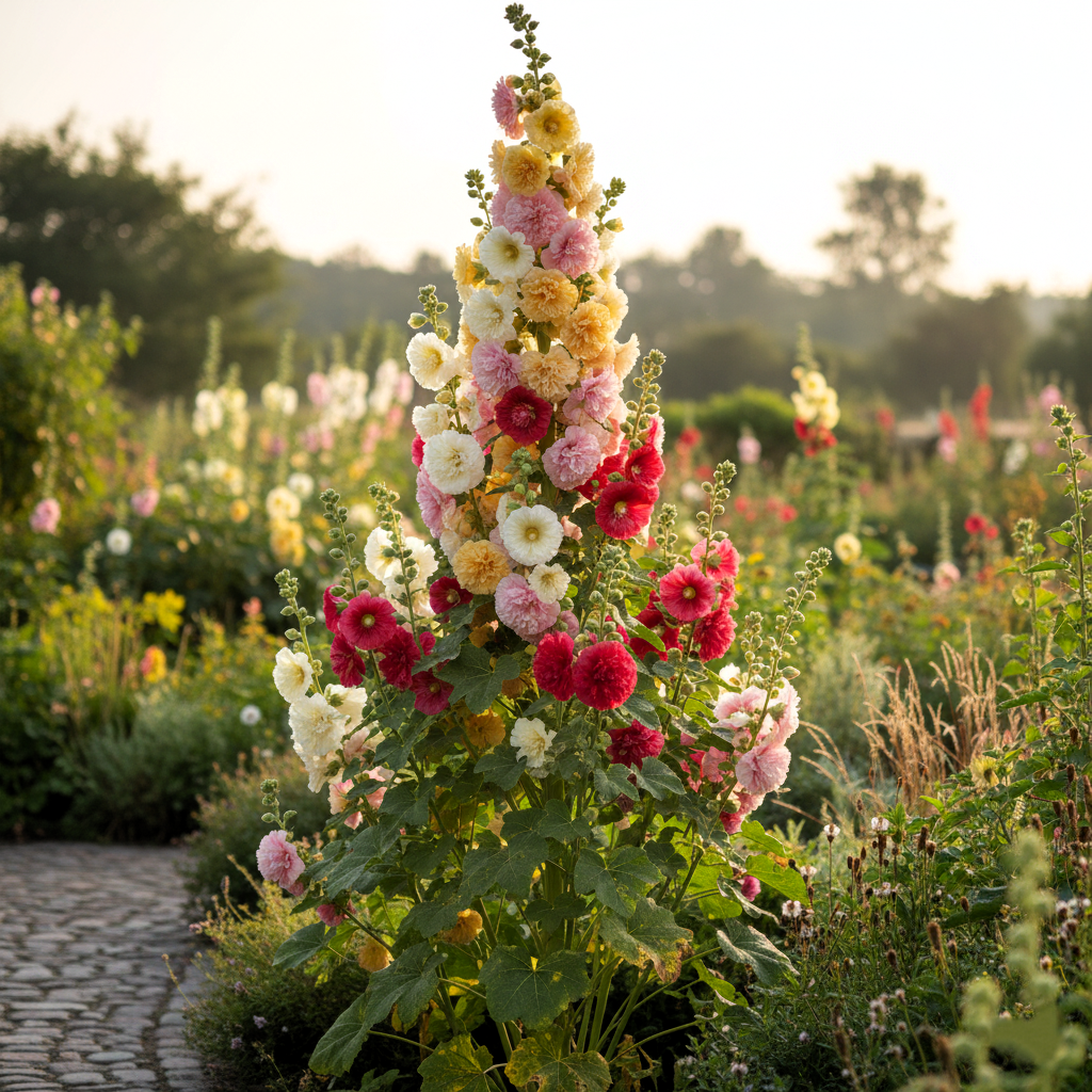 50+Hollyhock Seeds - Giant Danish Mix -Hollyhock Seeds for Planting Rare Biennial - 11 Feet Tall - Seeds Ville