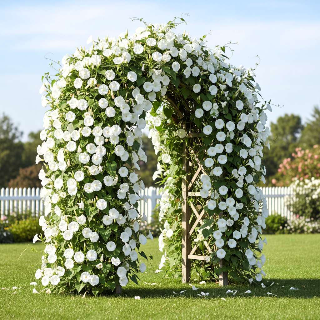 Seeds Ville Pure White Morning Glory Flower Seeds - 50+ Seeds - Seeds Ville