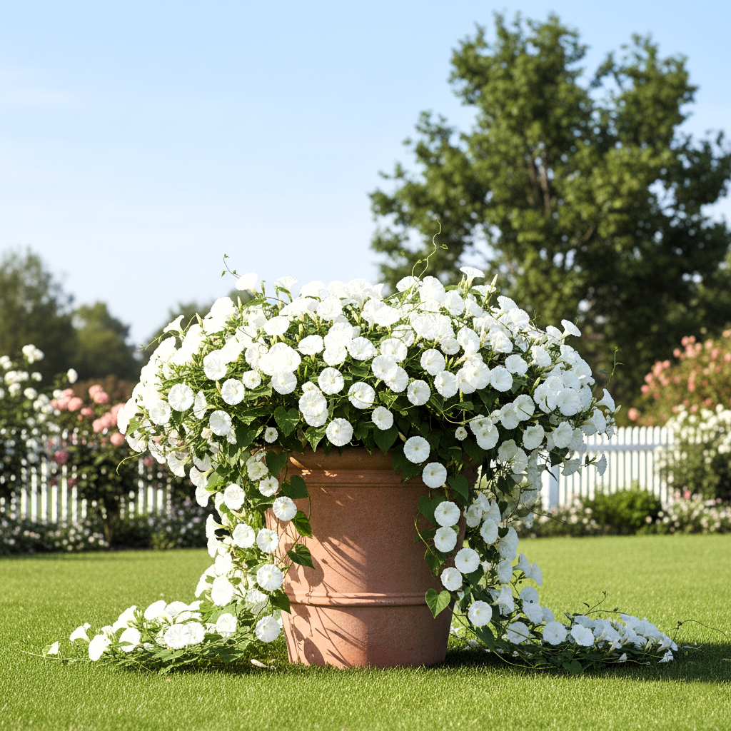 Seeds Ville Pure White Morning Glory Flower Seeds - 50+ Seeds - Seeds Ville